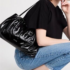 STAUD Glossy Black Shoulder Bag
